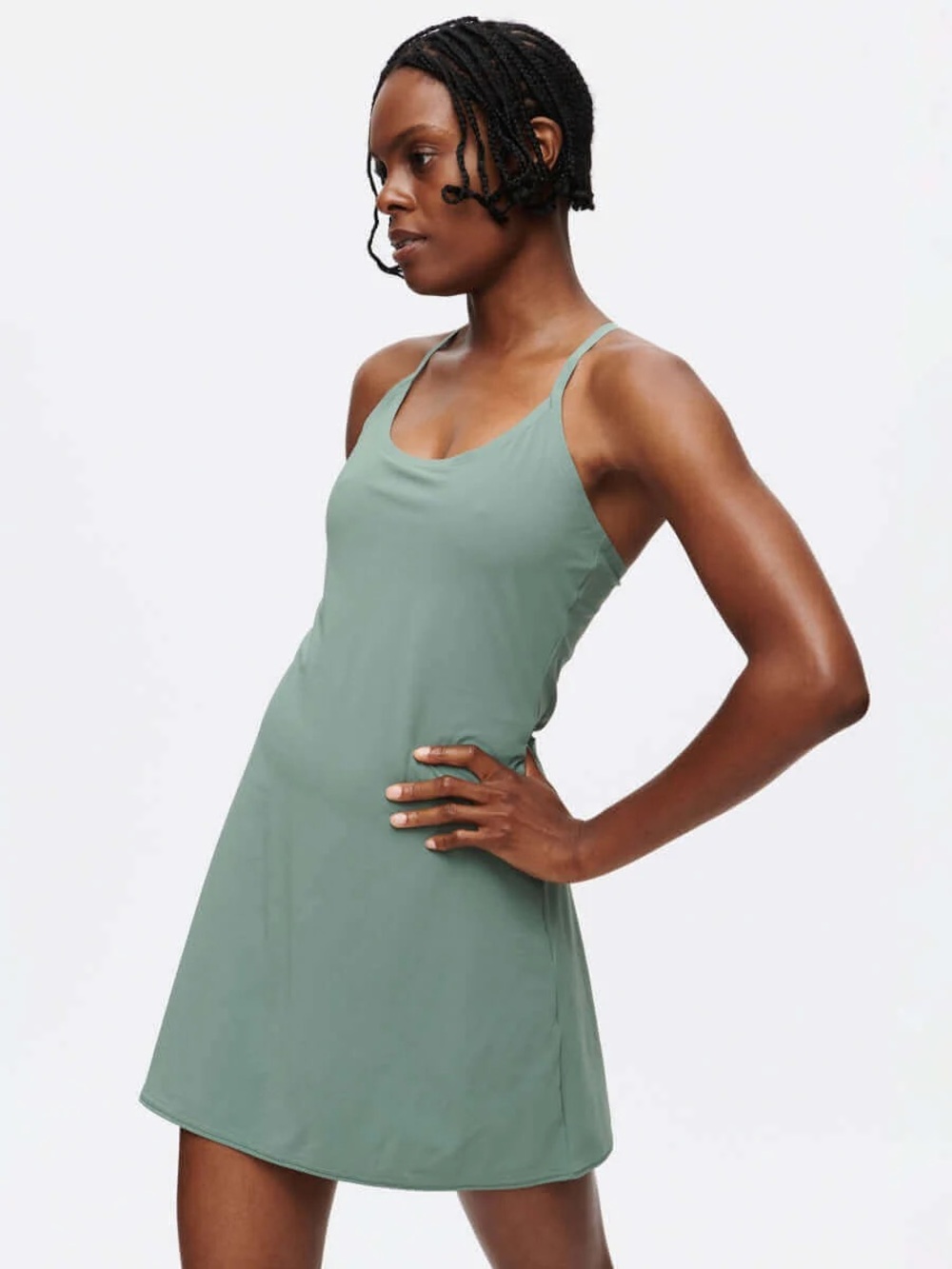 Outdoor Voices Exercise Dress with Shorts in Laurel Wreath Green